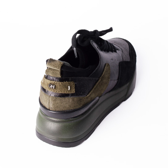 GEORGE HOGG BLACK, DARK GREEN TRAINERS | WOMENS SIZE 37 - Picture 3 of 5